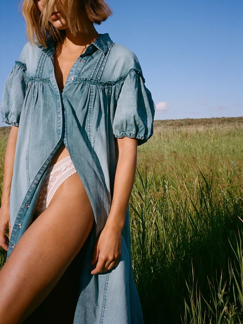 Free People On The Road Denim Maxi Dress - Small
